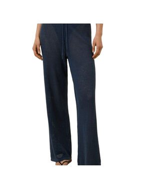 French Navy Beachside Linen Crochet Pant Large HD4829